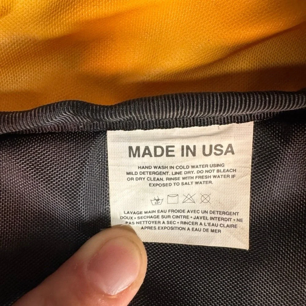 Patagonia Atom Sling Backpack Yellow Black Vintage Made in USA Hiking Bag